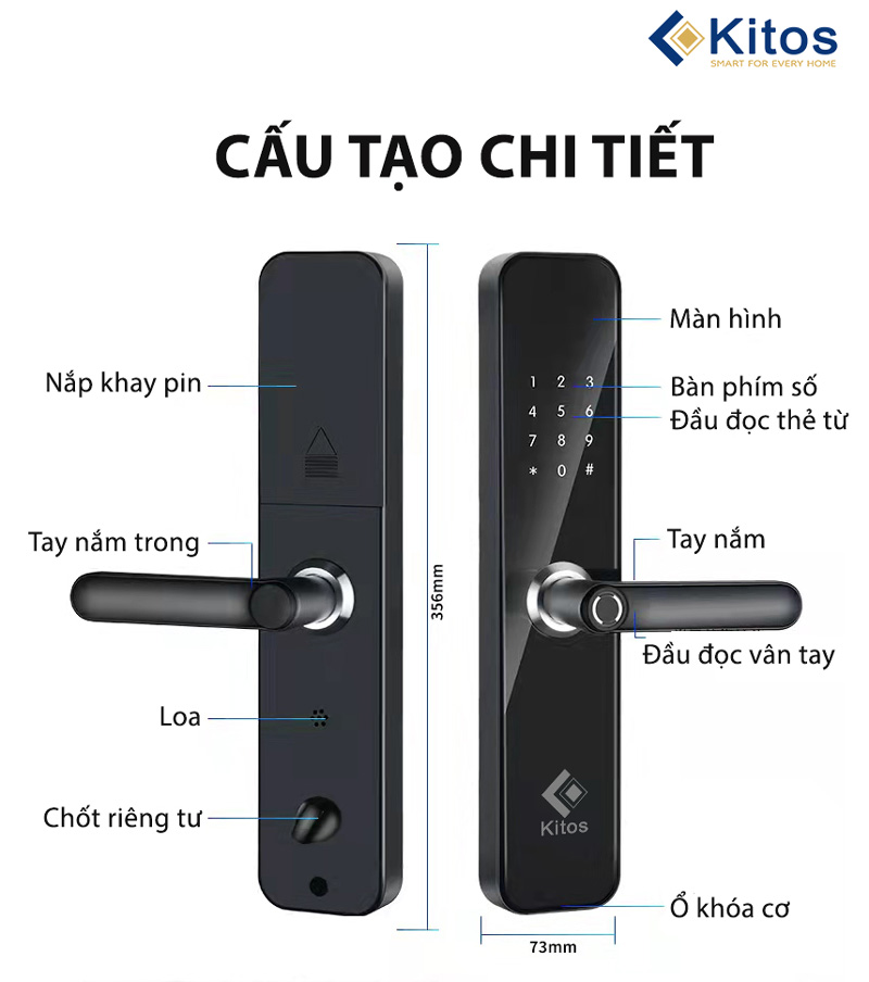 Khóa vân tay thẻ từ Kitos KT-V3