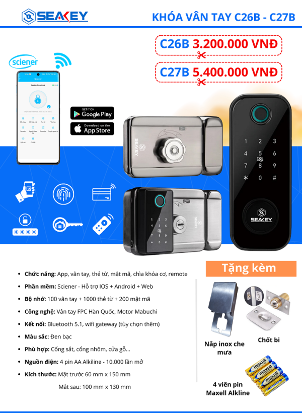 KHÓA VÂN TAY SEAKEY C26B