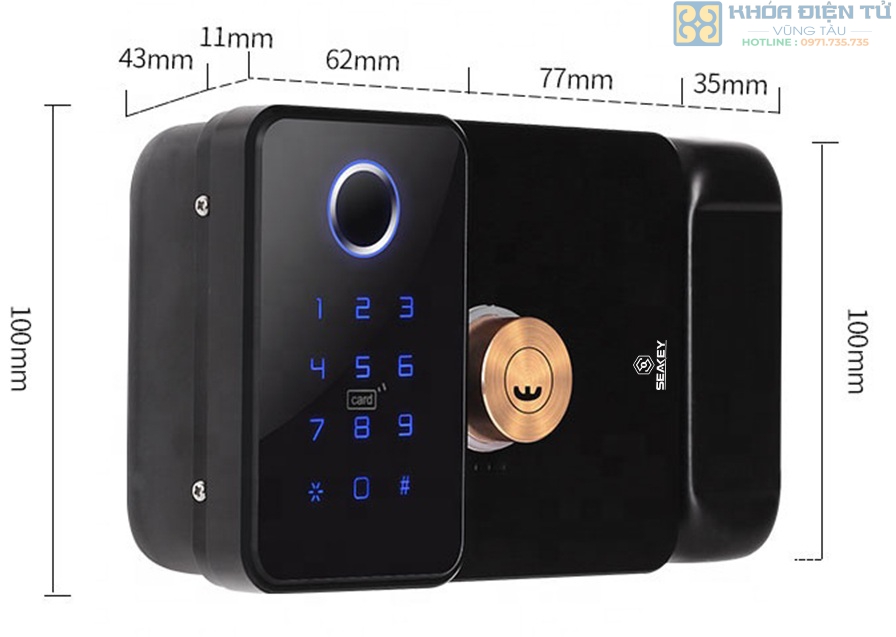 khóa cổng 2 vân tay Seakey C22B
