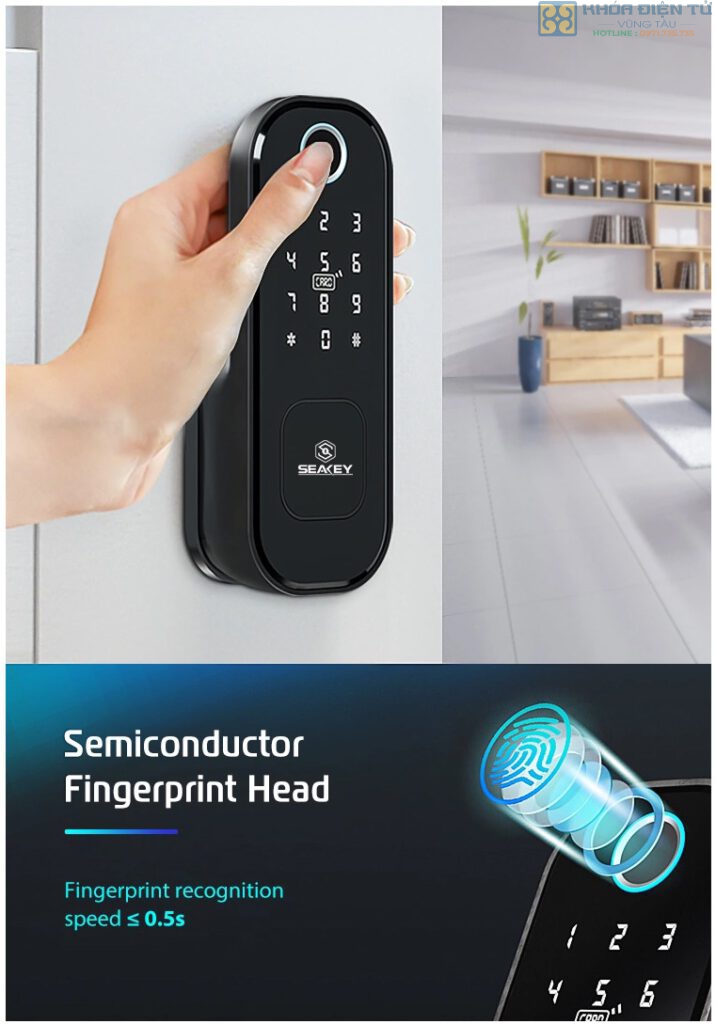 khóa cổng 2 vân tay Seakey C22B