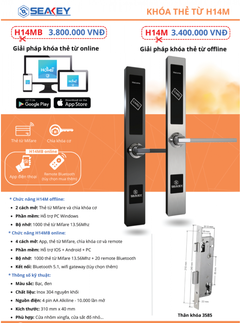 Khóa Thẻ Từ Seakey H14Mb, Khóa Điện Tử Seakey, Khóa Thẻ Từ Khách Sạn, Khóa Thông Minh Seakey, Khóa Thẻ Từ Giá Rẻ, Khóa Điện Tử Thông Minh.