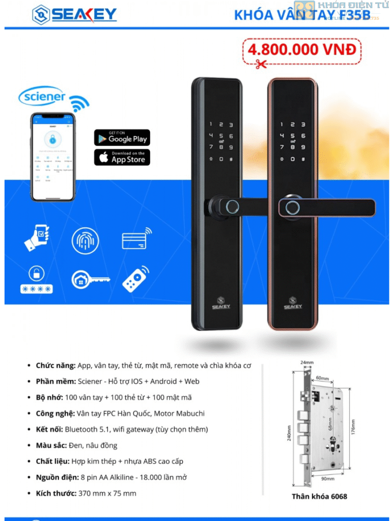 Khóa Vân Tay Seakey F35B