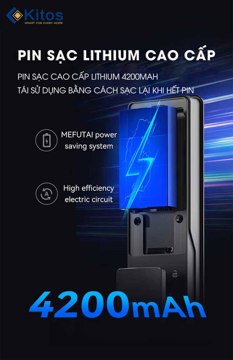 khóa cửa vân tay Kitos KT X8, khóa điện tử Kitos, khóa vân tay camera, khóa thông minh Wi-Fi, khóa Push-Pull.