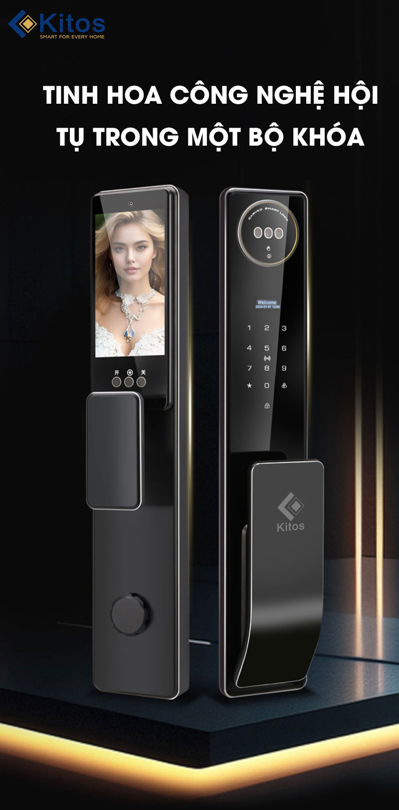Khóa cửa vân tay Kitos KT X8 FACE ID