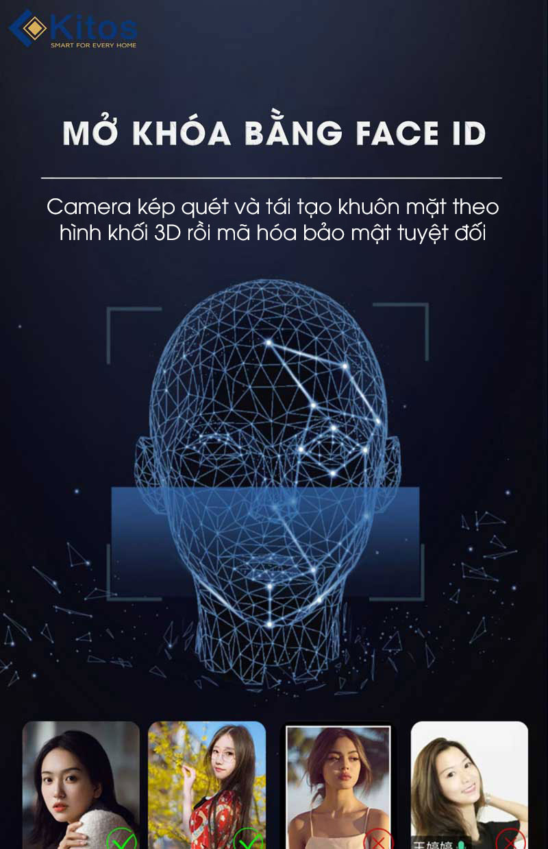 Khóa cửa vân tay Kitos KT X8 FACE ID