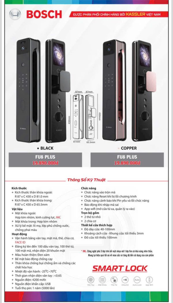 Khoá cửa thông minh Bosch FU8 Plus